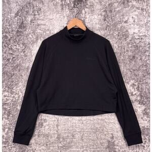 Lululemon Sweatshirt 8 Women Black Up High Script Embroidered Crop Relax Sweater